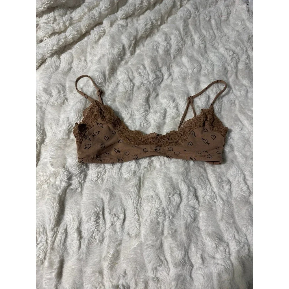 Skims Fits Everybody Lace Scoop Bralette Onyx And Hearts - Picture 3 of 4